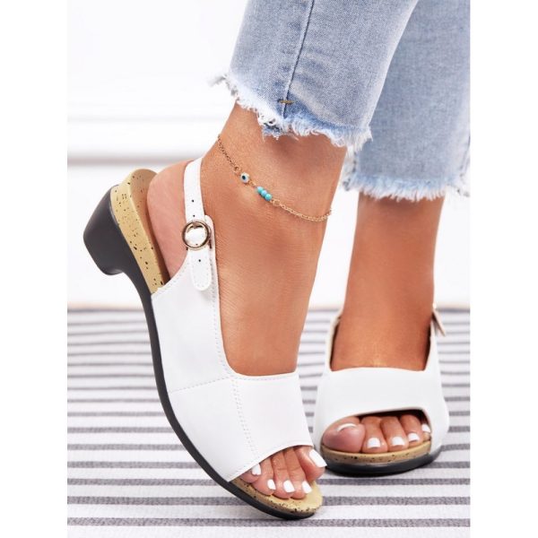 Retro Solid Simple Open Toe Chunky Heel Sandals - Image 42