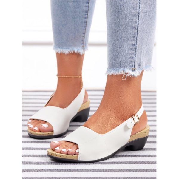 Retro Solid Simple Open Toe Chunky Heel Sandals - Image 43
