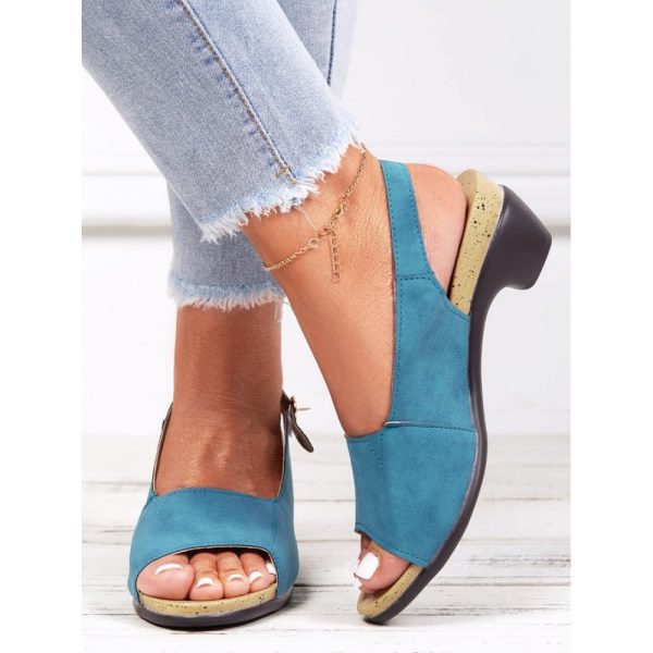 Retro Solid Simple Open Toe Chunky Heel Sandals - Image 49