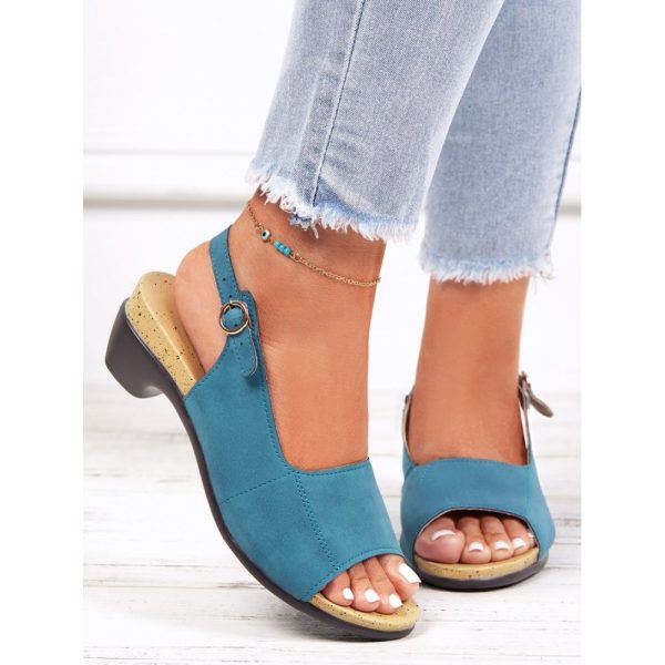 Retro Solid Simple Open Toe Chunky Heel Sandals - Image 50