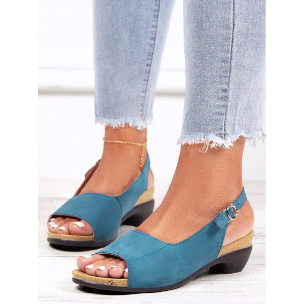 Retro Solid Simple Open Toe Chunky Heel Sandals - Image 51