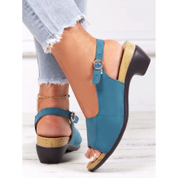 Retro Solid Simple Open Toe Chunky Heel Sandals - Image 52