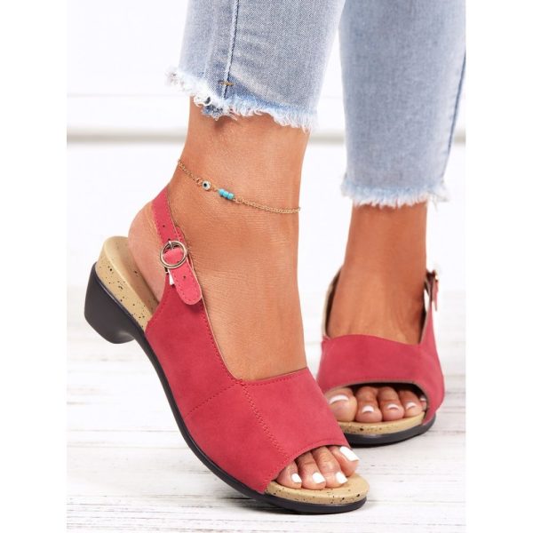 Retro Solid Simple Open Toe Chunky Heel Sandals - Image 54