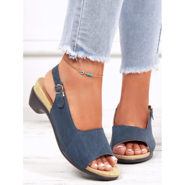 Retro Solid Simple Open Toe Chunky Heel Sandals - Image 58