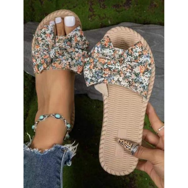 Summer Fabric Floral Vacation Slide Sandals - Image 2