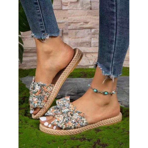 Summer Fabric Floral Vacation Slide Sandals - Image 3