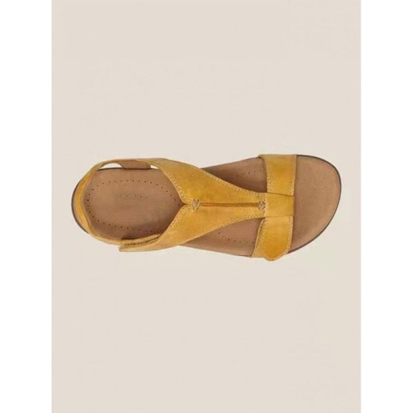 Retro Solid Color Casual Velcro Portable Sandals - Image 12