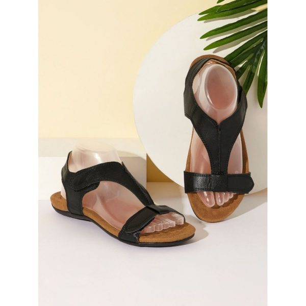 Retro Solid Color Casual Velcro Portable Sandals - Image 16