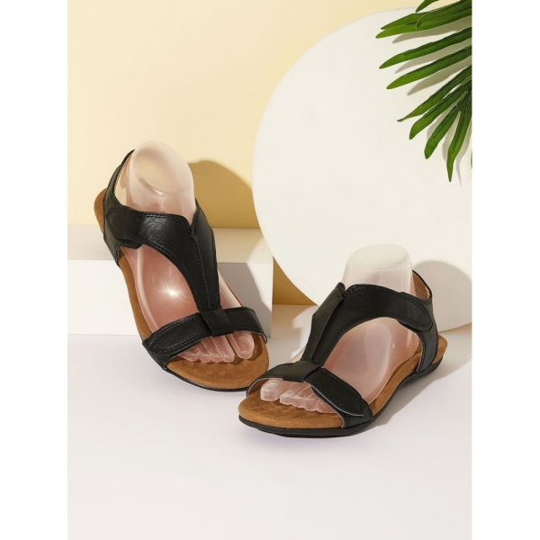 Retro Solid Color Casual Velcro Portable Sandals - Image 21
