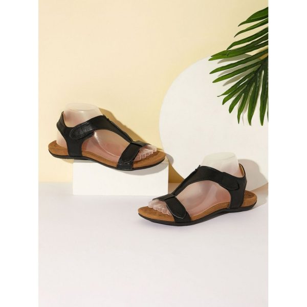 Retro Solid Color Casual Velcro Portable Sandals - Image 22