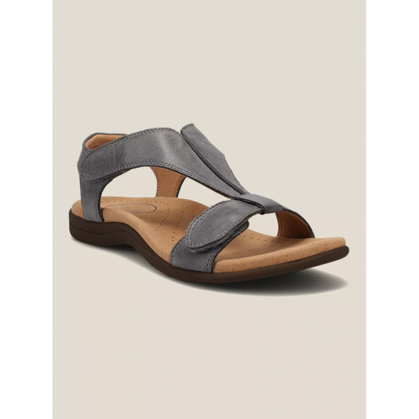 Retro Solid Color Casual Velcro Portable Sandals - Image 29