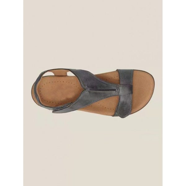 Retro Solid Color Casual Velcro Portable Sandals - Image 32