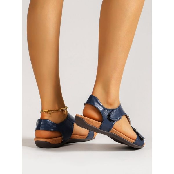 Retro Solid Color Casual Velcro Portable Sandals - Image 37
