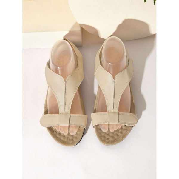 Retro Solid Color Casual Velcro Portable Sandals - Image 42
