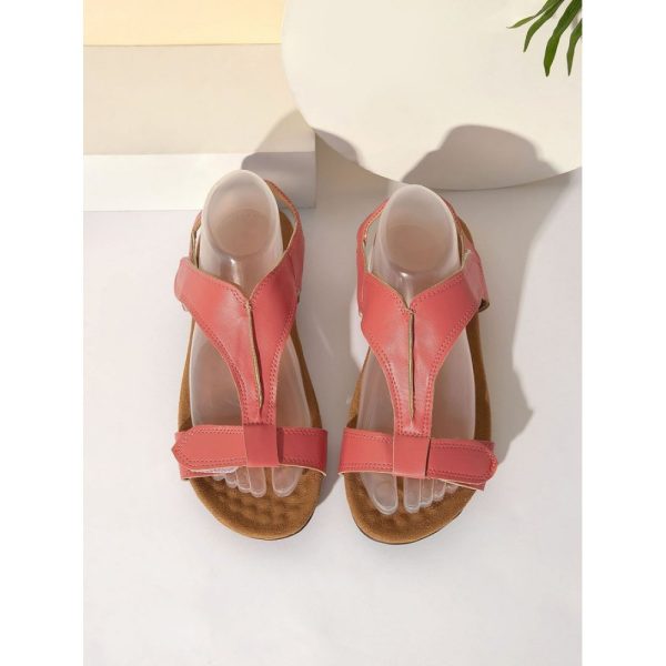 Retro Solid Color Casual Velcro Portable Sandals - Image 6