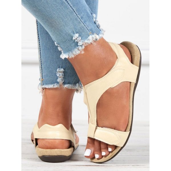 Retro Solid Color Casual Velcro Portable Sandals - Image 51