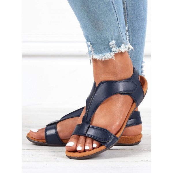Retro Solid Color Casual Velcro Portable Sandals - Image 57