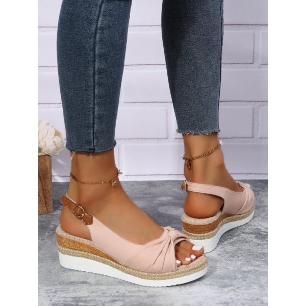 Bow Weave Fish Mouth Wedge Sandals - Image 11
