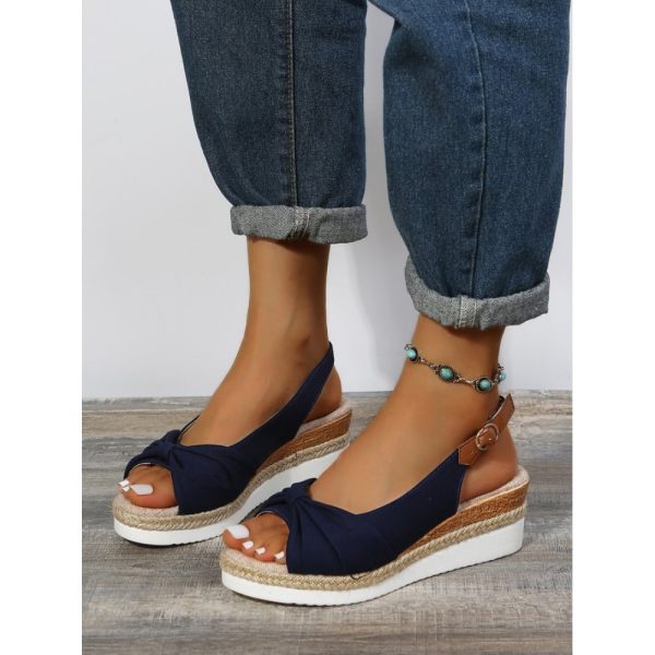 Bow Weave Fish Mouth Wedge Sandals - Image 15