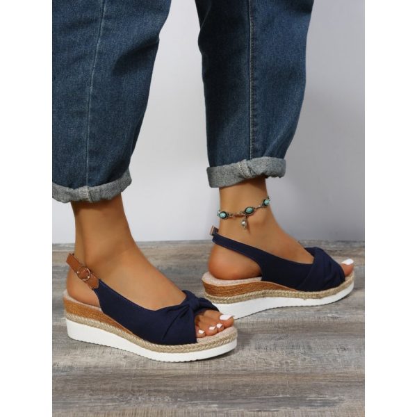 Bow Weave Fish Mouth Wedge Sandals - Image 16