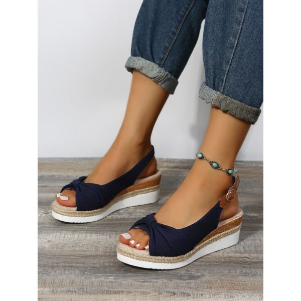 Bow Weave Fish Mouth Wedge Sandals - Image 17