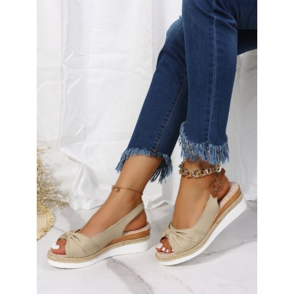 Bow Weave Fish Mouth Wedge Sandals - Image 5