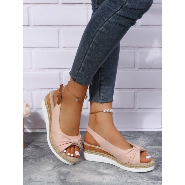 Bow Weave Fish Mouth Wedge Sandals - Image 7