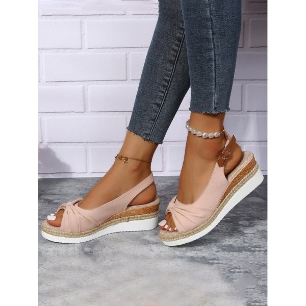 Bow Weave Fish Mouth Wedge Sandals - Image 8