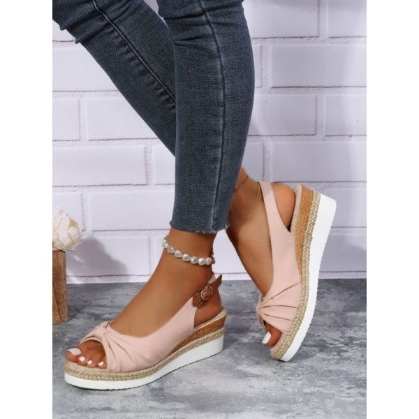 Bow Weave Fish Mouth Wedge Sandals - Image 9