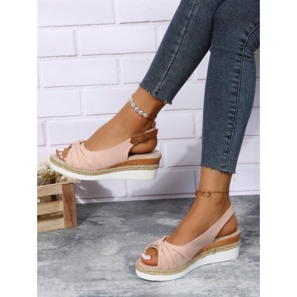 Bow Weave Fish Mouth Wedge Sandals - Image 10