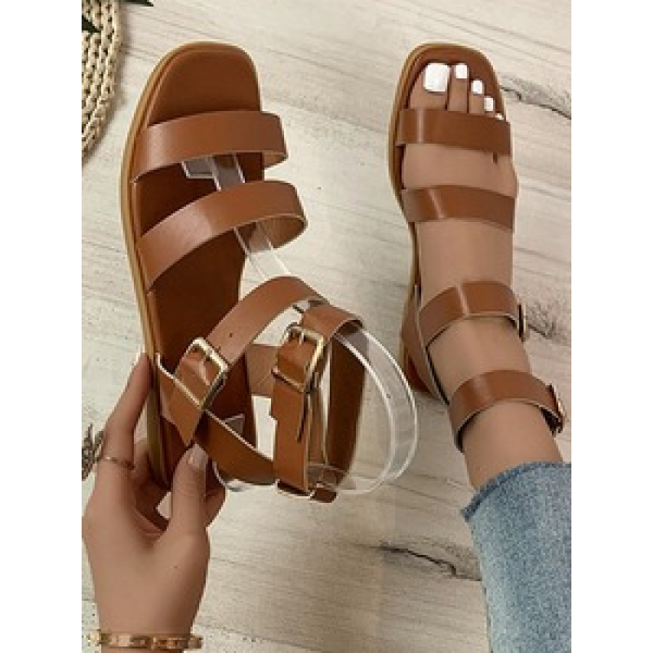 Casual Plain Strappy Sandals - Image 4