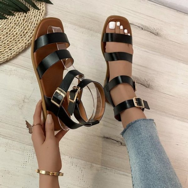 Casual Plain Strappy Sandals - Image 5