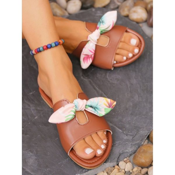 Tropical Plant Graphics Bowknot Vacation Beach Sandals - Image 11