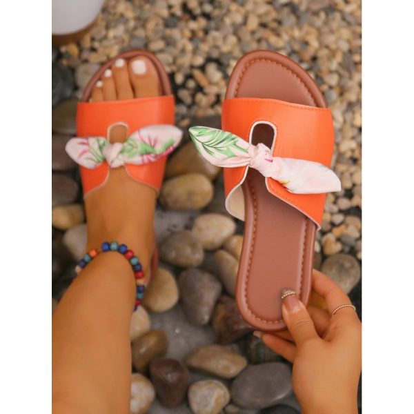 Tropical Plant Graphics Bowknot Vacation Beach Sandals - Image 12