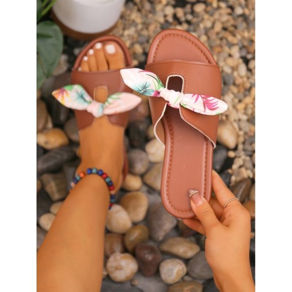Tropical Plant Graphics Bowknot Vacation Beach Sandals - Image 6
