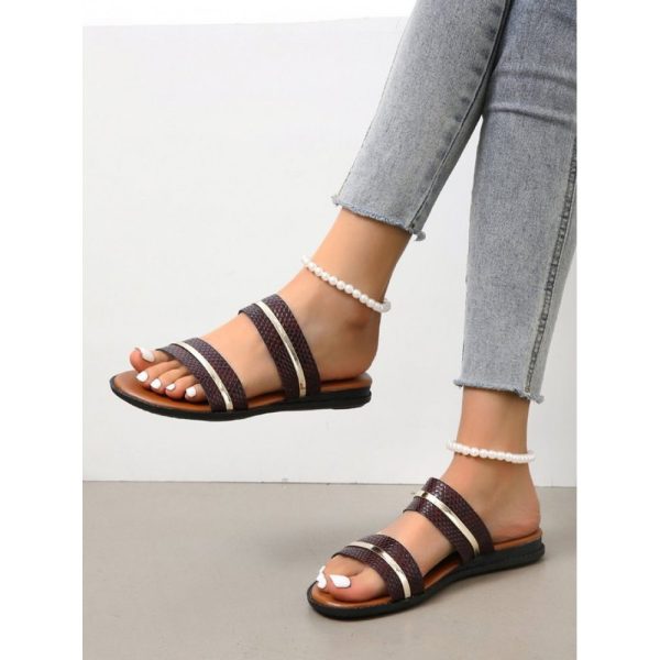 Gold Stitching Stripe Casual Sandals - Image 5