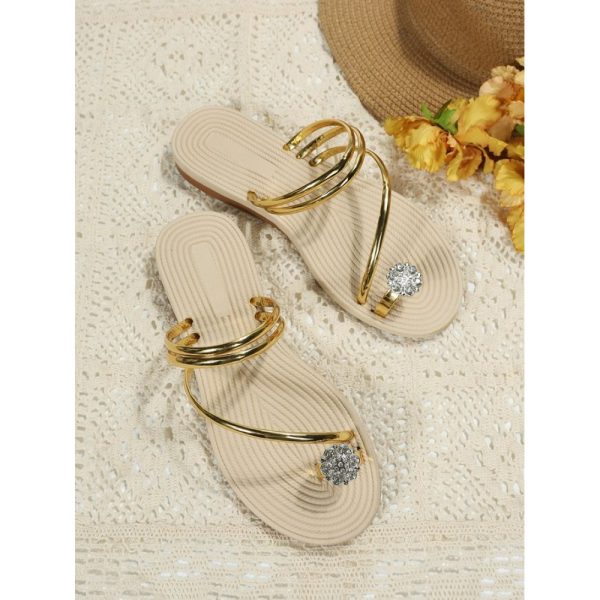 Rhinestone Thin Strip Woven Two-Wear Sandals - Image 5