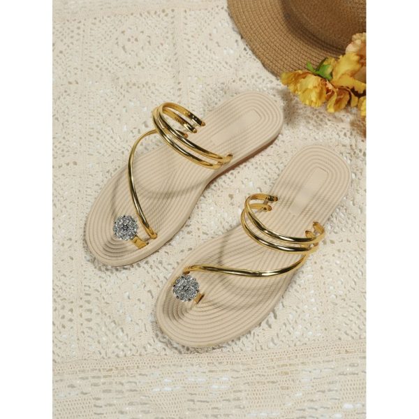 Rhinestone Thin Strip Woven Two-Wear Sandals - Image 6