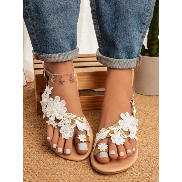 Women's Lace Romantic Flower Decorative Summer Wedding Sandals - Image 11