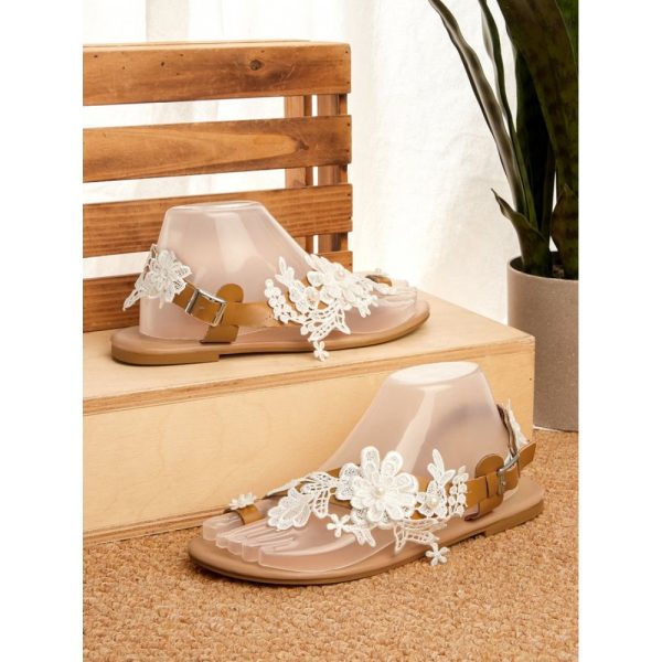 Women's Lace Romantic Flower Decorative Summer Wedding Sandals - Image 12