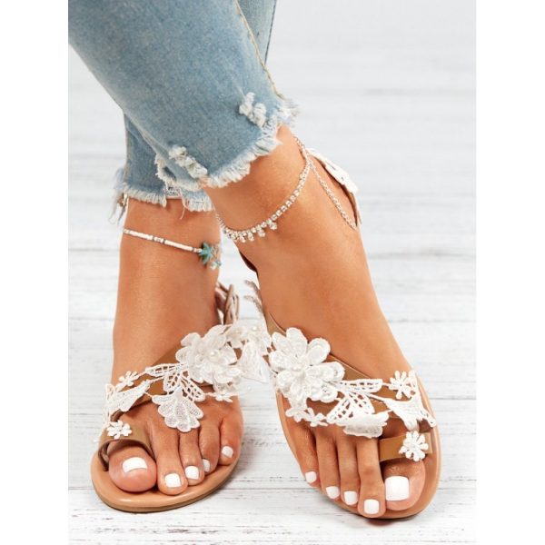 Women's Lace Romantic Flower Decorative Summer Wedding Sandals - Image 31