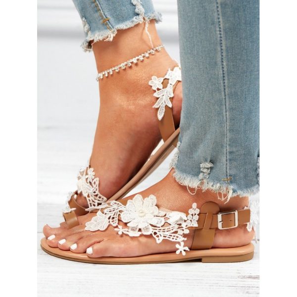 Women's Lace Romantic Flower Decorative Summer Wedding Sandals - Image 32