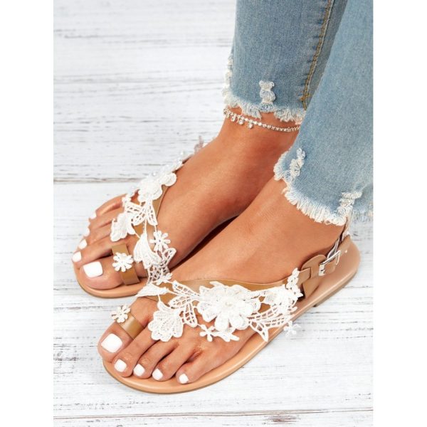 Women's Lace Romantic Flower Decorative Summer Wedding Sandals - Image 33