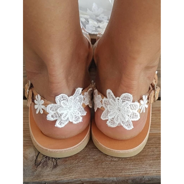 Women's Lace Romantic Flower Decorative Summer Wedding Sandals - Image 9