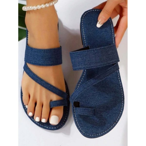 Casual Denim To Ring Slide Sandals - Image 6