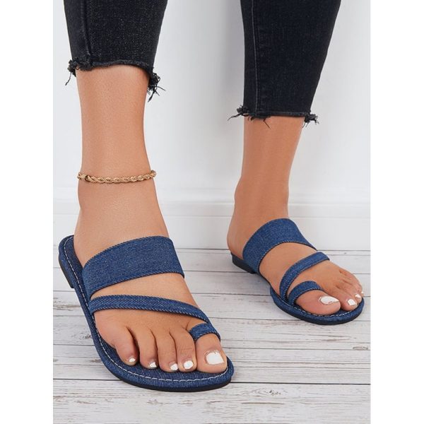 Casual Denim To Ring Slide Sandals - Image 8