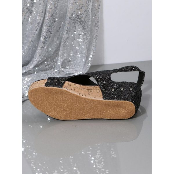 Glitter Glitter Platform Wedge Peep Toe Sandals - Image 14