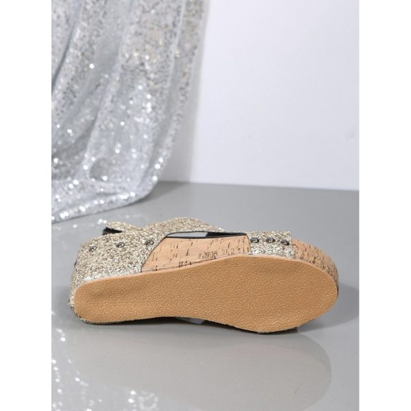 Glitter Glitter Platform Wedge Peep Toe Sandals - Image 22