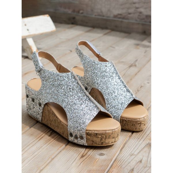 Glitter Glitter Platform Wedge Peep Toe Sandals - Image 4