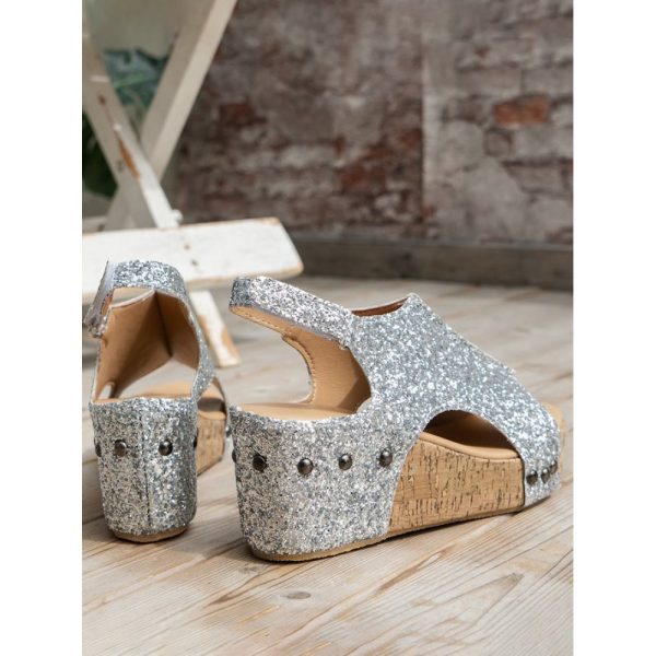 Glitter Glitter Platform Wedge Peep Toe Sandals - Image 5